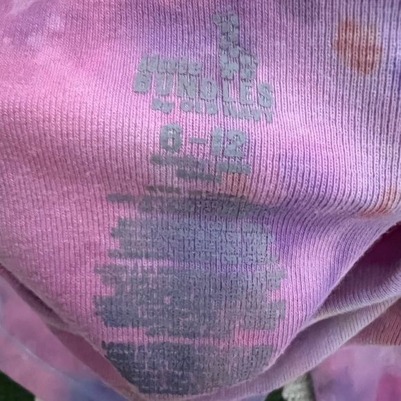 TIE DYE 6-9 MONTH BABY GIRL BODYSUIT SHIRT TOP LONG SLEEVE MONKEY HEART ART - Picture 3 of 9